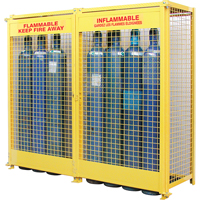 Gas Cylinder Cabinets, 20 Cylinder Capacity, 88" W x 30" D x 74" H, Yellow SAF848 | Planification Entrepots Molloy