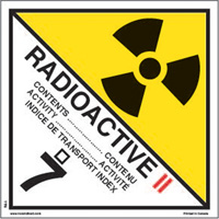 Étiquettes d'expédition pour matières radioactives de catégorie 2, 4" lo x 4" la, Noir sur blanc SAG878 | Planification Entrepots Molloy