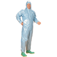 0.5 Mil CRFR Hooded Coveralls, Medium, Blue, FR Treated Fabric Planification Entrepots Molloy