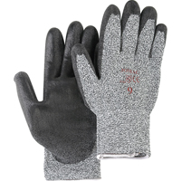 Salt & Pepper Knit Gloves With Black Palm Coating, Size Small/7, Polyurethane Coated, HPPE Shell, ANSI/ISEA 105 Level 2 Planification Entrepots Molloy