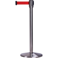 Barri&egrave;res sur pieds pour le contr&ocirc;le des foules, Acier, 35" h, Ruban Rouge, Longueur du ruban 7' Planification Entrepots Molloy