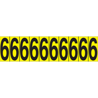 Individual Adhesive Number Markers, 6, 1-15/16" H, Black on Yellow Planification Entrepots Molloy