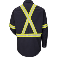 Work Shirt with Reflective Trim, Cotton/Nylon, Medium, High Visibility Orange Planification Entrepots Molloy