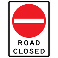 "Road Closed" Roll-Up Traffic Sign, 36" x 48", Vinyl, English with Pictogram Planification Entrepots Molloy