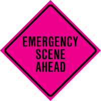 Enseigne enroulable de circulation « Emergency Scene Ahead », 36" x 36", Vinyle, Anglais SDP371 | Planification Entrepots Molloy