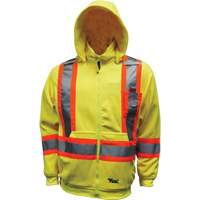 Chandail &agrave; capuchon de s&eacute;curit&eacute; en molleton, Polyester, Petit, Jaune lime haute visibilit&eacute; Planification Entrepots Molloy