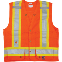 Veste de s&eacute;curit&eacute; pour arpenteur, Orange haute visibilit&eacute;, Petit, Polyester Planification Entrepots Molloy