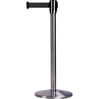 Barri&egrave;res sur pieds pour le contr&ocirc;le des foules, Acier, 35" h, Ruban Noir, Longueur du ruban 7' Planification Entrepots Molloy