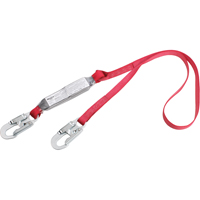 PRO Shock Absorbing Lanyards, 4', Snap Hook Center, Snap Hook Leg Ends, Polyester Planification Entrepots Molloy