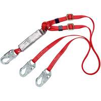 PRO Shock-Absorbing Lanyard, 6', Snap Hook Center, Snap Hook Leg Ends, Polyester Planification Entrepots Molloy