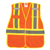 Veste d'arpenteur haute visibilit&eacute;, conforme &agrave; la CSA, Orange haute visibilit&eacute;, Moyen, Polyester Planification Entrepots Molloy