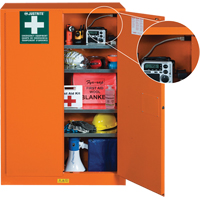 Emergency Preparedness Storage Cabinets, Steel, 4 Shelves, 65" H x 43" W x 18" D, Orange SEG861 | Planification Entrepots Molloy