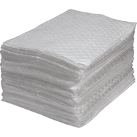 Premium Fine Fiber Sorbent Pads, Oil Only, 15" x 17", 25 gal. Absorbancy Planification Entrepots Molloy