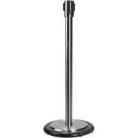 Free-Standing Crowd Control Barrier Receiver Post With Wheels, 35" High, Stainless Planification Entrepots Molloy
