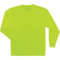 GloWear 8091 Non-Certified Long Sleeve T-Shirt, Polyester, Small, High Visibility Lime-Yellow Planification Entrepots Molloy