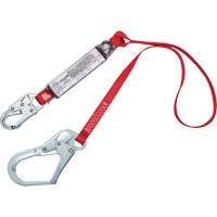 Shock-Absorbing Lanyard, 4', Snap Hook Center, Rebar Hook Leg Ends, Polyester Planification Entrepots Molloy