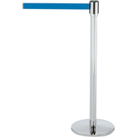 Slimline TensaBarrier&reg; Barrier Post, Steel, 38" H, Blue Tape, 7.5' Tape Length Planification Entrepots Molloy