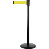 Slimline TensaBarrier&reg; Barrier Post, Steel, 38" H, Yellow Tape, 7.5' Tape Length Planification Entrepots Molloy