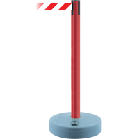 Outdoor TensaBarrier&reg; Barrier Post, Plastic, 37" H, White/Red Tape, 13' Tape Length Planification Entrepots Molloy