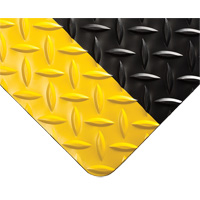 Tapis Diamond-Plate pour tableau de contr&ocirc;le no 701, 3' la x 75' lo, 1/4" &eacute;paisseur, Noir/Jaune, PVC Planification Entrepots Molloy