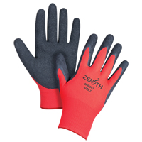 Black & Red Crinkle Grip Coated Gloves, 7/Small, Rubber Latex Coating, 13 Gauge, Polyester Shell Planification Entrepots Molloy