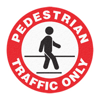 Panneau de signalisation au sol « Pedestrian Traffic Only », Adhésif, Anglais avec pictogramme SFU880 | Planification Entrepots Molloy