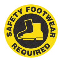 Panneau de signalisation au sol  Safety Footwear , Adh&eacute;sif, Anglais avec pictogramme Planification Entrepots Molloy