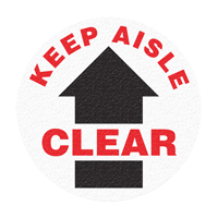 Panneau de signalisation au sol « Keep Aisle Clear », Adhésif, Anglais avec pictogramme SFU882 | Planification Entrepots Molloy