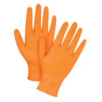 Heavyweight Gripper Gloves, X-Large, Nitrile, 7-mil, Powder-Free, Orange Planification Entrepots Molloy