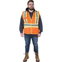 Veste d'arpenteur r&eacute;sistante aux flammes, Orange haute visibilit&eacute;, Moyen, Polyester Planification Entrepots Molloy