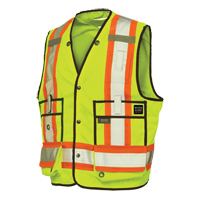 Surveyor Safety Vest, High Visibility Lime-Yellow, X-Large, Polyester Planification Entrepots Molloy