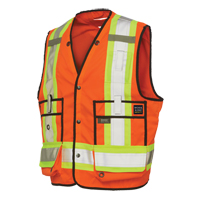 Surveyor Safety Vest, High Visibility Orange, Large, Polyester Planification Entrepots Molloy