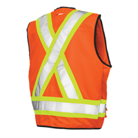 Surveyor Safety Vest, High Visibility Orange, Large, Polyester Planification Entrepots Molloy