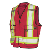 Surveyor Safety Vest, Red, Large, Polyester Planification Entrepots Molloy