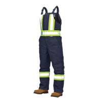 Duck Lined Safety Overalls, Cotton, Large, Navy Blue Planification Entrepots Molloy