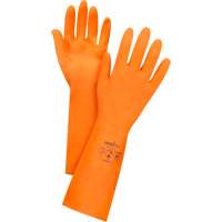 Gants orange de premi&egrave;re qualit&eacute; r&eacute;sistants aux produits chimiques, Taille Petit/7, 13" lo, Latex de caoutchouc, Doublure en Ouat&eacute;e, 28 mils Planification Entrepots Molloy