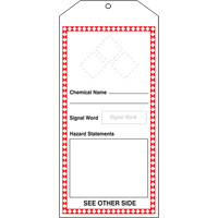 GHS Jumbo Tags, Cardstock, 3-7/8" W x 8-1/2" H, English Planification Entrepots Molloy