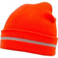Bonnet en tricot haute visibilité avec bande réfléchissante, Orange haute visibilité, Acrylique SGI135 | Planification Entrepots Molloy