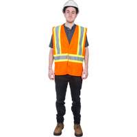 Traffic Safety Vest, High Visibility Orange, Medium, Polyester Planification Entrepots Molloy