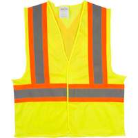 Traffic Safety Vest, High Visibility Lime-Yellow, Medium, Polyester Planification Entrepots Molloy