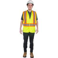 Traffic Safety Vest, High Visibility Lime-Yellow, Medium, Polyester Planification Entrepots Molloy