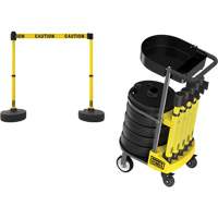 PLUS Barrier Post Cart Kit with Tray, 75' L, Metal, Yellow Planification Entrepots Molloy