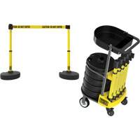 PLUS Barrier Post Cart Kit with Tray, 75' L, Metal, Yellow Planification Entrepots Molloy