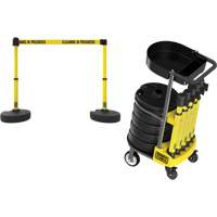 PLUS Barrier Post Cart Kit with Tray, 75' L, Metal, Yellow Planification Entrepots Molloy