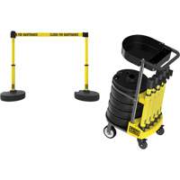PLUS Barrier Post Cart Kit with Tray, 75' L, Metal, Yellow Planification Entrepots Molloy