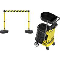 Chariot de transport avec plateau pour barri&egrave;re PLUS, 75' lo, M&eacute;tal, Jaune Planification Entrepots Molloy
