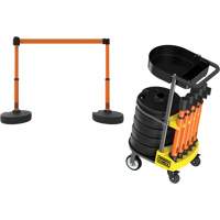 PLUS Barrier Post Cart Kit with Tray, 75' L, Metal, Orange Planification Entrepots Molloy