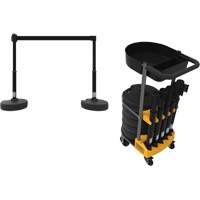 PLUS Barrier Post Cart Kit with Tray, 75' L, Metal, Black Planification Entrepots Molloy