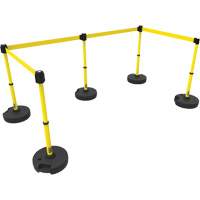 PLUS Barrier Post Set X5, Plastic, 42" H, Yellow Tape, 15' Tape Length Planification Entrepots Molloy