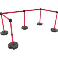 PLUS Barrier Post Set X5, Plastic, 42" H, Red Tape, 15' Tape Length Planification Entrepots Molloy
